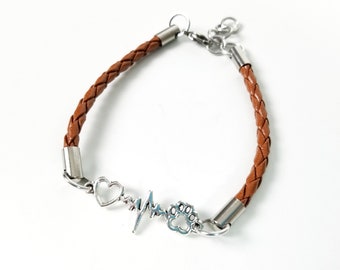 Leather EKG Pet Bracelet