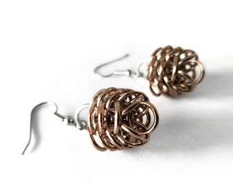 Nature earrings, Pinecone earrings, Chainmaille pinecone earrings, Pine cone earrings, Winter Earrings, Chainmaille earrings