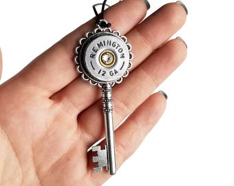 Timetraveller Key Necklace - Bullet Necklace - Bullet Jewelry - Key Necklace for Her - Shotgun - Key Necklace
