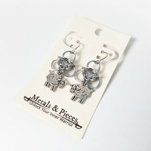 Chainmaille Trinity Earrings with Sheep image 1
