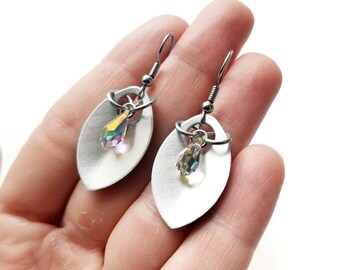 Crystal Dangle Earrings - Delicate Earrings - Bridesmaid Earrings - Dainty Earrings