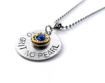 No Grit No Pearl Bullet Necklace - Badass Necklace - Bullet Necklace - Recycled Necklace - Bullet Jewelry