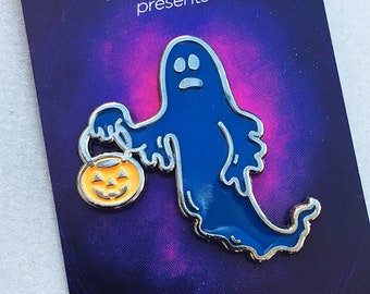 Trick or Treat Ghost Enamel Pin – Halloween Pin, Spooky Ghost Badge, Cute Spooky Jewelry, Horror Fan Gift