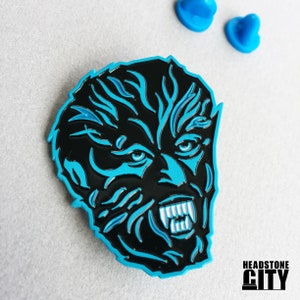 Blue Moon Wolf Man Horror Enamel Pin