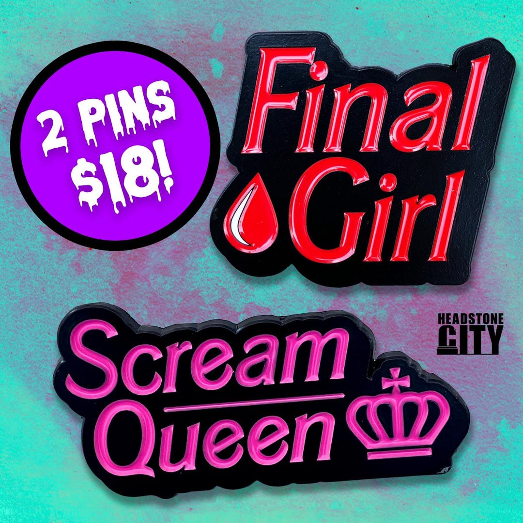 Final Girl Enamel Pin, Scream Queen Enamel Pin Set, Horror Movie Pins ...