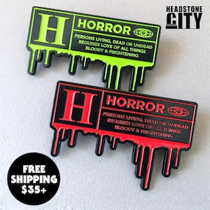 Rated H for Horror Enamel Pin | Horror Movie Pin | Halloween Pin | Slasher Film Fan Gift | Horror Collector Badge