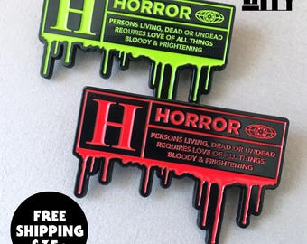 Rated H for Horror Enamel Pin | Horror Movie Pin | Halloween Pin | Slasher Film Fan Gift | Horror Collector Badge