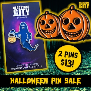 Halloween Pumpkin and Ghost Horror Enamel Pin Set