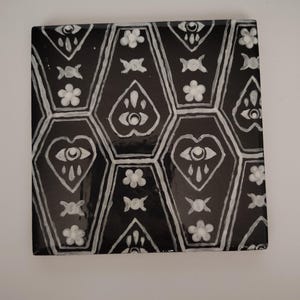 Hand Painted Ceramic Tile: One of a Kind, 4.25" Square (0.25" Thick)