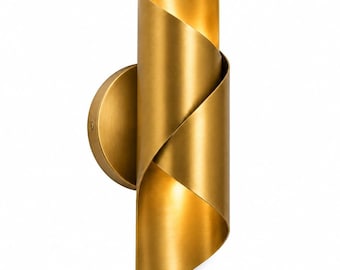 Moderne messing spiraalvormige wandlamp | Sculpturale wandlamp | Minimalistische wandlamp | Luxe wandlamp voor slaapkamer en hal | Handgemaakt armatuur