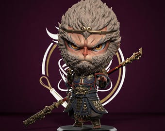 Sun Wukong Chibi Figure Inspired Black Myth Wukong | 3D Model STL File