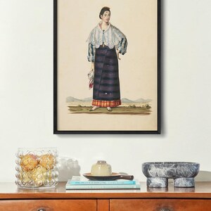 Filipino Mestiza Portrait Print, Antique Tipos del Pais Wall Art for Entryway, Philippine Heritage Gift