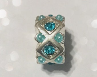 Turquoise ZRhinestone Bead Spacer for Big Hole Bracelet