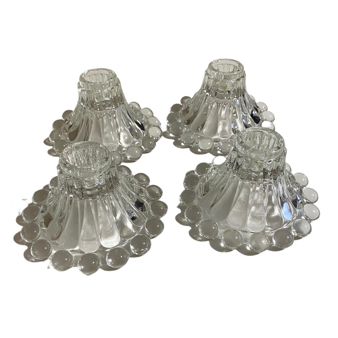 Vintage Clear Hob Knob Glass Candle Stick Holders Set Of 4 Etsy