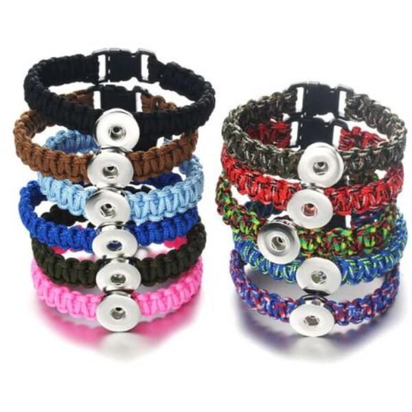 Macrame Corded Single Snap 20mm Bracelet (Assorted Designs)