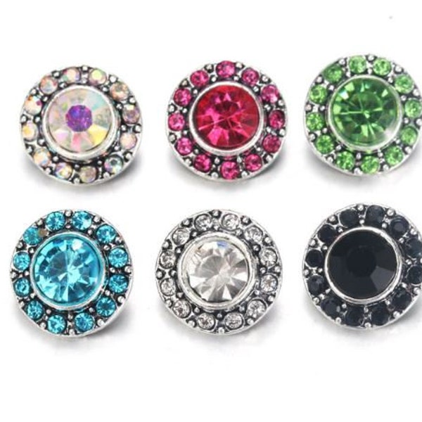 Rhinestone Snap Charm 12mm Birthstone Colors