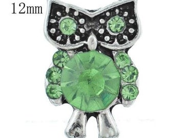 Owl Rhinestone MINI Snap Charm 12mm