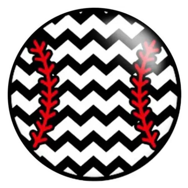 Black and white Chevron 20mm Sports Baseball Snap Charm