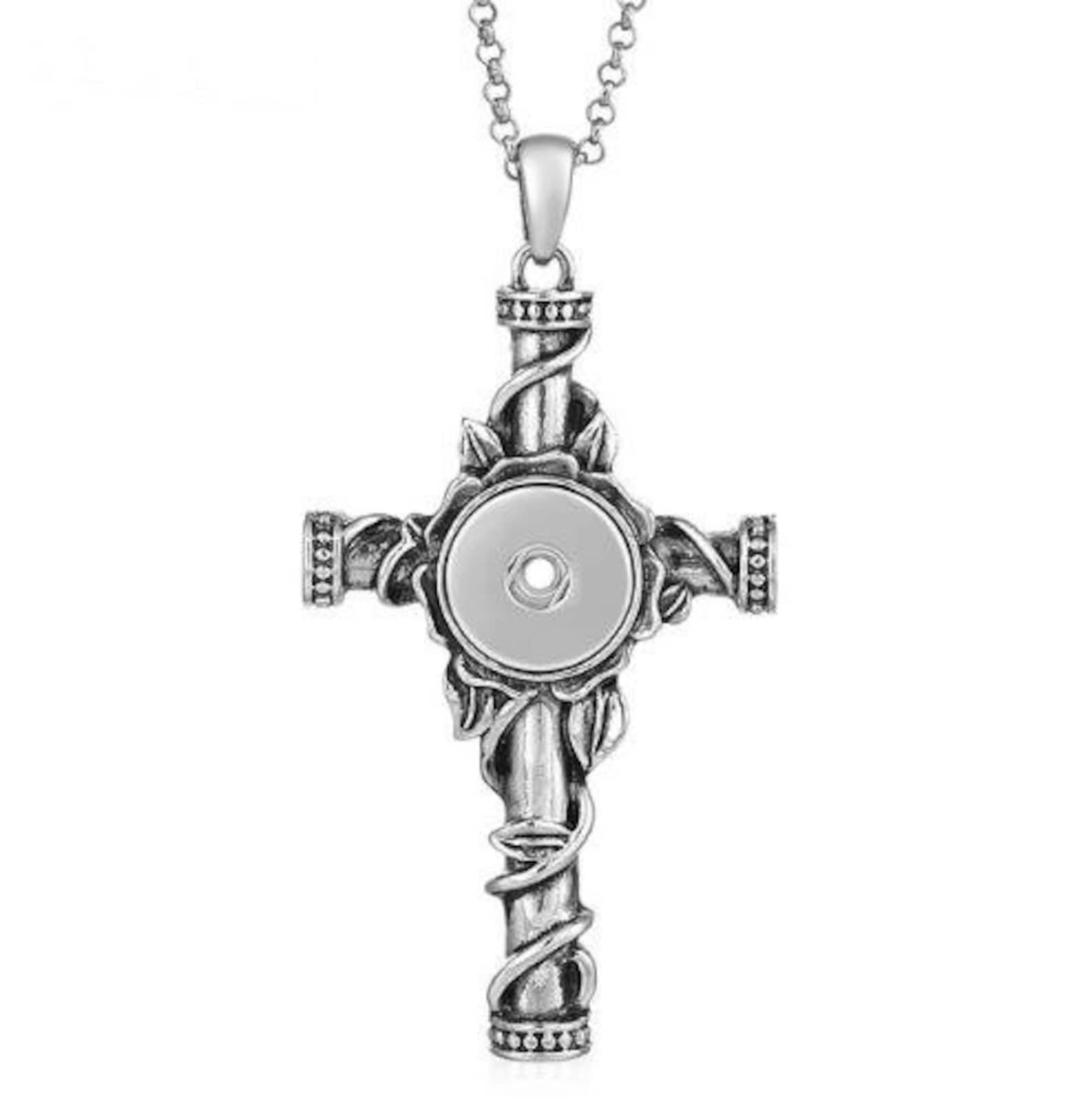 Large Cross Snap Necklace 20mm Etsy UK
