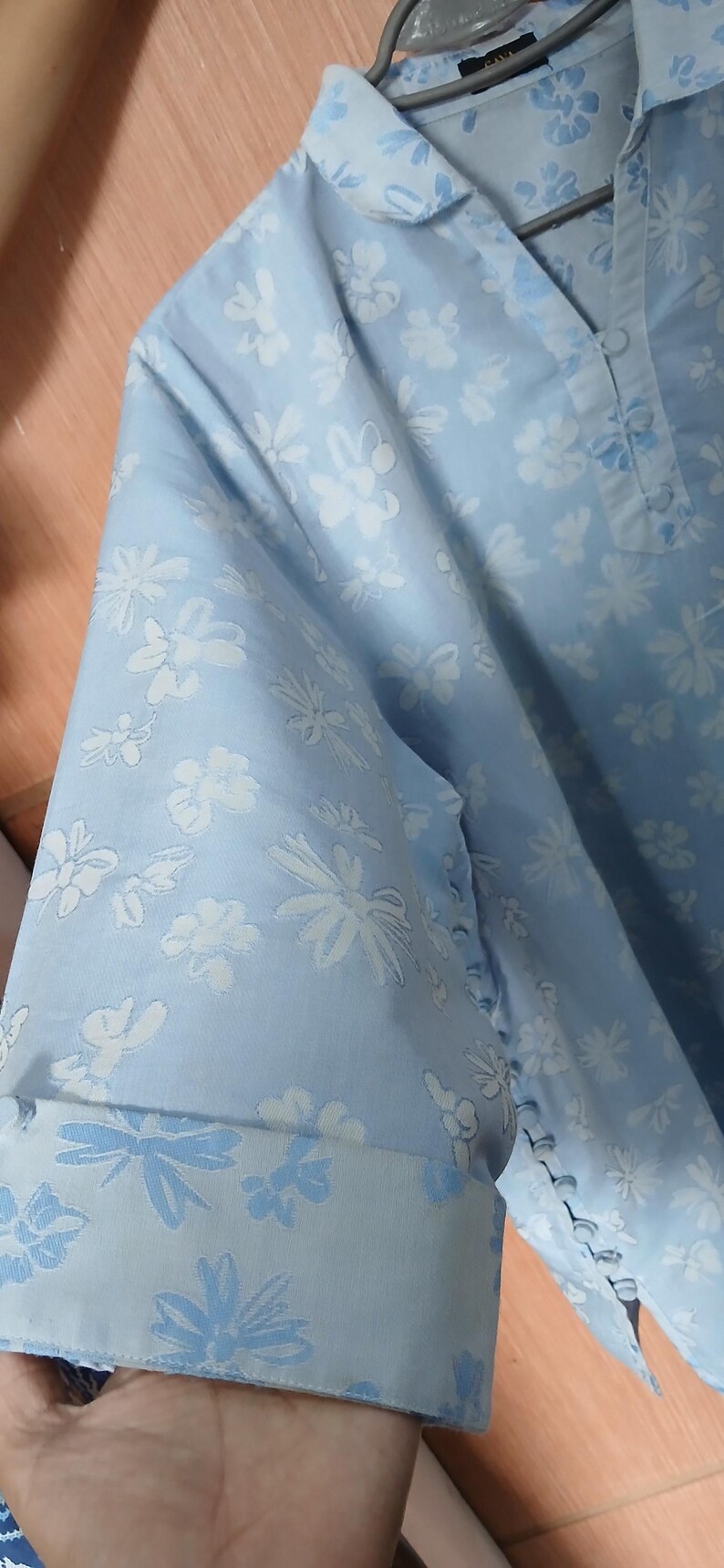 Blue Floral Side Button Tunic Sewing Pattern, Shirt Collar, V Placket ...