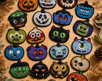 Embroidered Halloween Iron On Patch, Ghost Pumpkin Black Cat Patch, Sew On Halloween Applique, Cute Spooky Jacket Hat Backpack Patch Gift