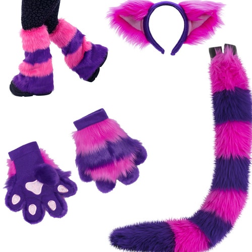 PAWSTAR CHESHIRE Cat Striped Furry Leg Warmers Fluffies Etsy