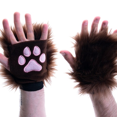 3170 LI PAWSTAR Fingerless Paw Hand Gloves Furry Cat Fox Costume Lime Green 
