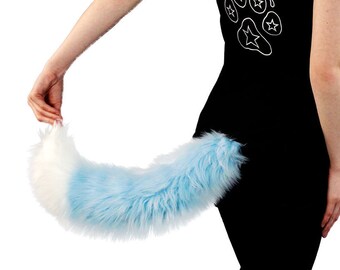 Pawstar MINI FOX TAIL - Furry Plush Small Lime Green Teal Turquoise cosplay anime rave furry goth kitty kitsune dark halloween costume 3503