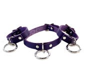 Pawstar O-Ring Collar Cuff Combo - REAL Top Grain Leather Choker Wrist Set White Black Pink Purple Red Blue Orange Yellow Teal Gray 5646