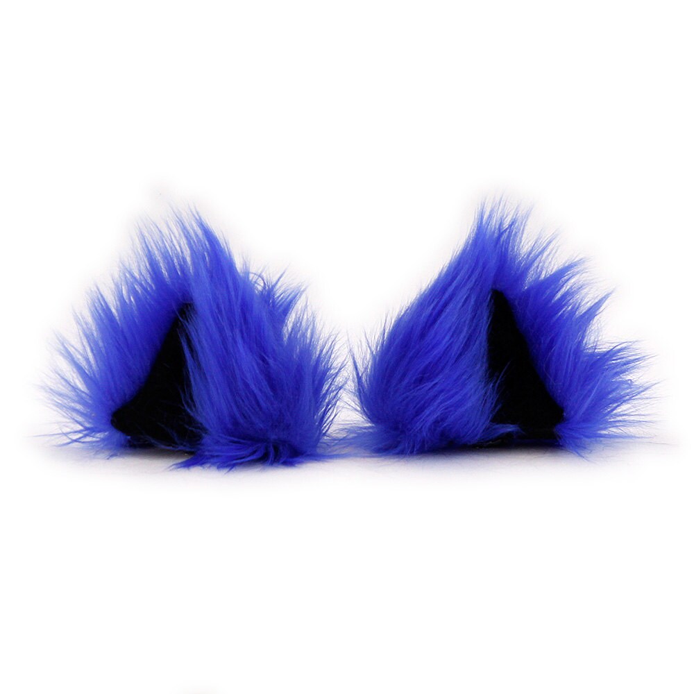 Pawstar CLIP In CAT Ears LIGHT Up Furry Kitty Blue Purple Etsy