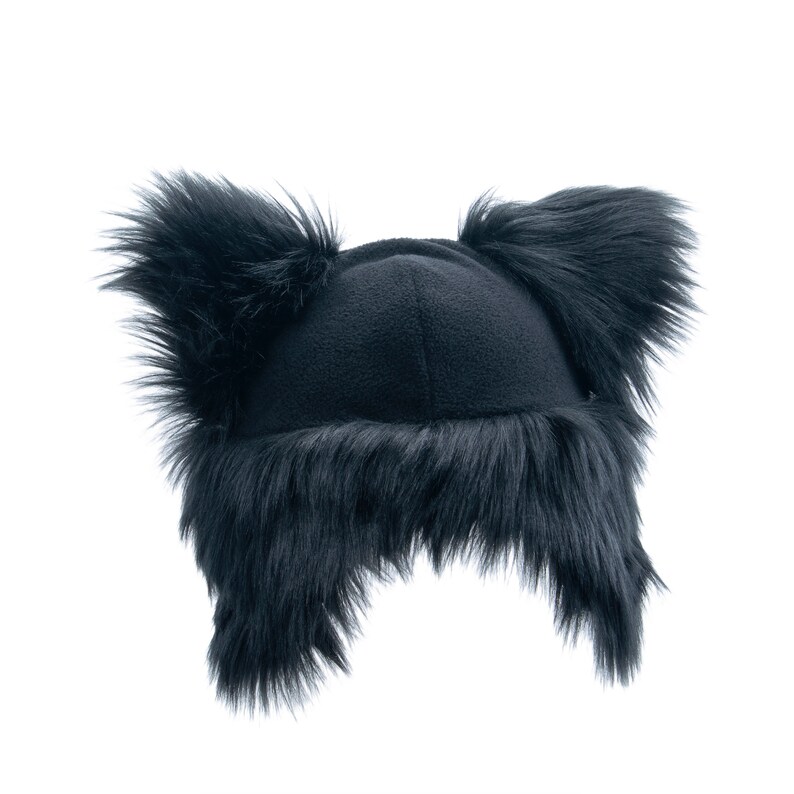 Pawstar Furry Aviator Cat Ears Hat Warm N Mew Black Warm Etsy UK