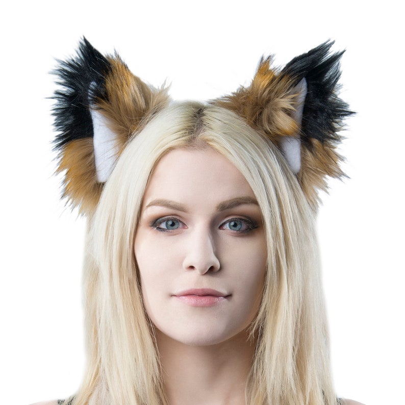 Pawstar CLIP IN PepperFOX Yip Ears - Hair in Hairclips costume cosplay anime furry halloween faux fur Butterscotch Brown Tan Small 3229 