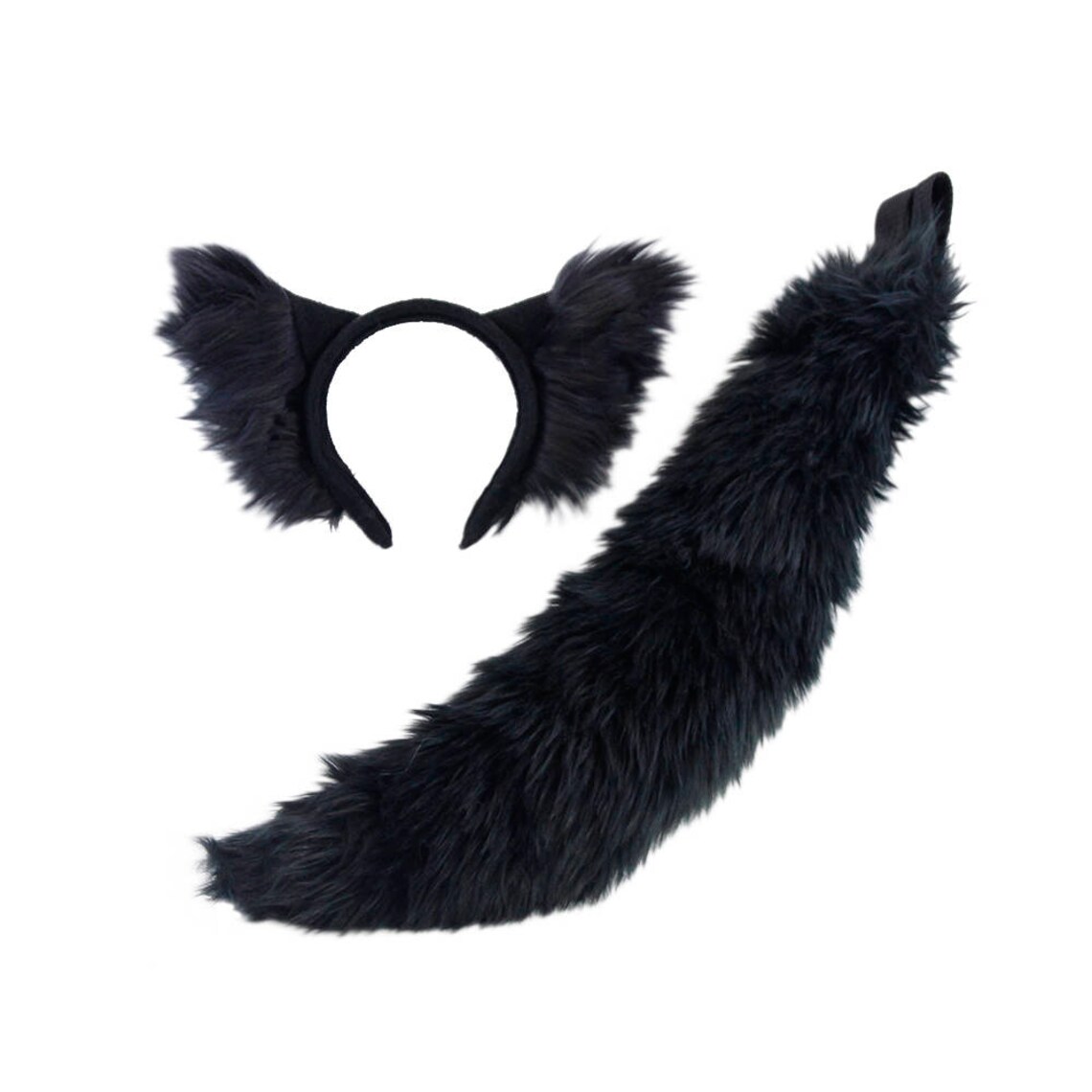 Pawstar Furry WOLF EAR & Mini TAIL Set Combo Deal Headband | Etsy