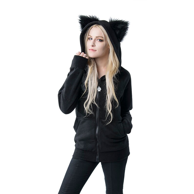 Pawstar Classic Fluffy Mew Kitty Hoodie Furry Cat Ears Etsy