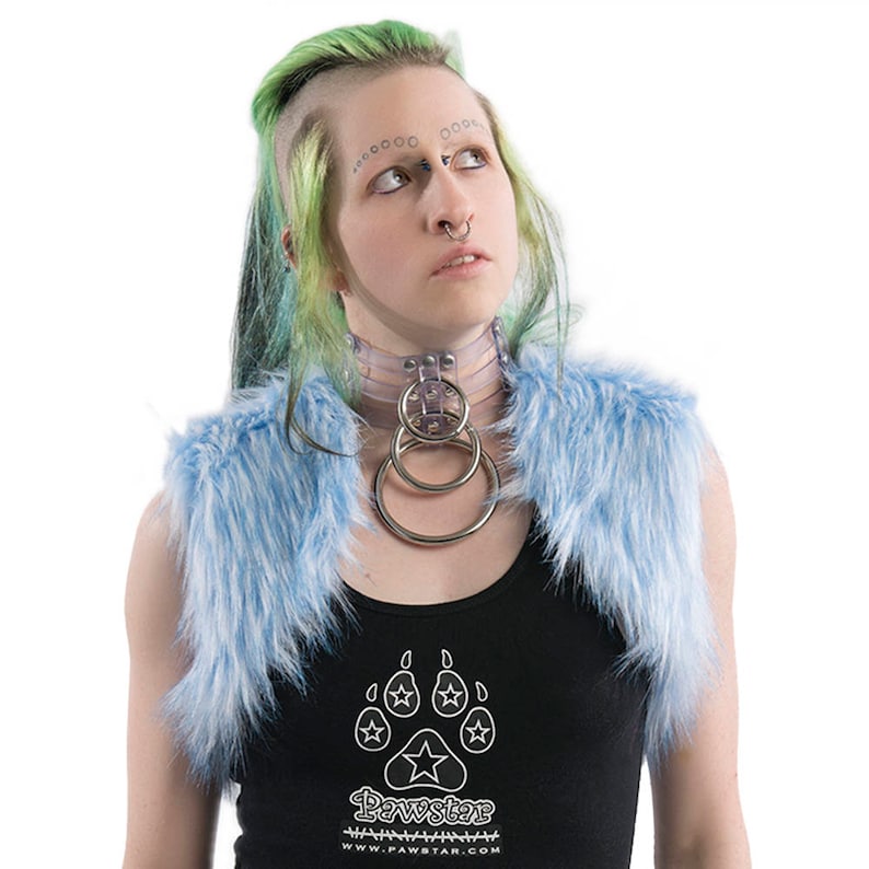 Furry Fluffy Unisex Realistic Sleeveless Shrug Brown Rust Tan Lilac Purple Frosty Blue Arctic Pastel White 6255 Pawstar Fox Faux Fur Vest