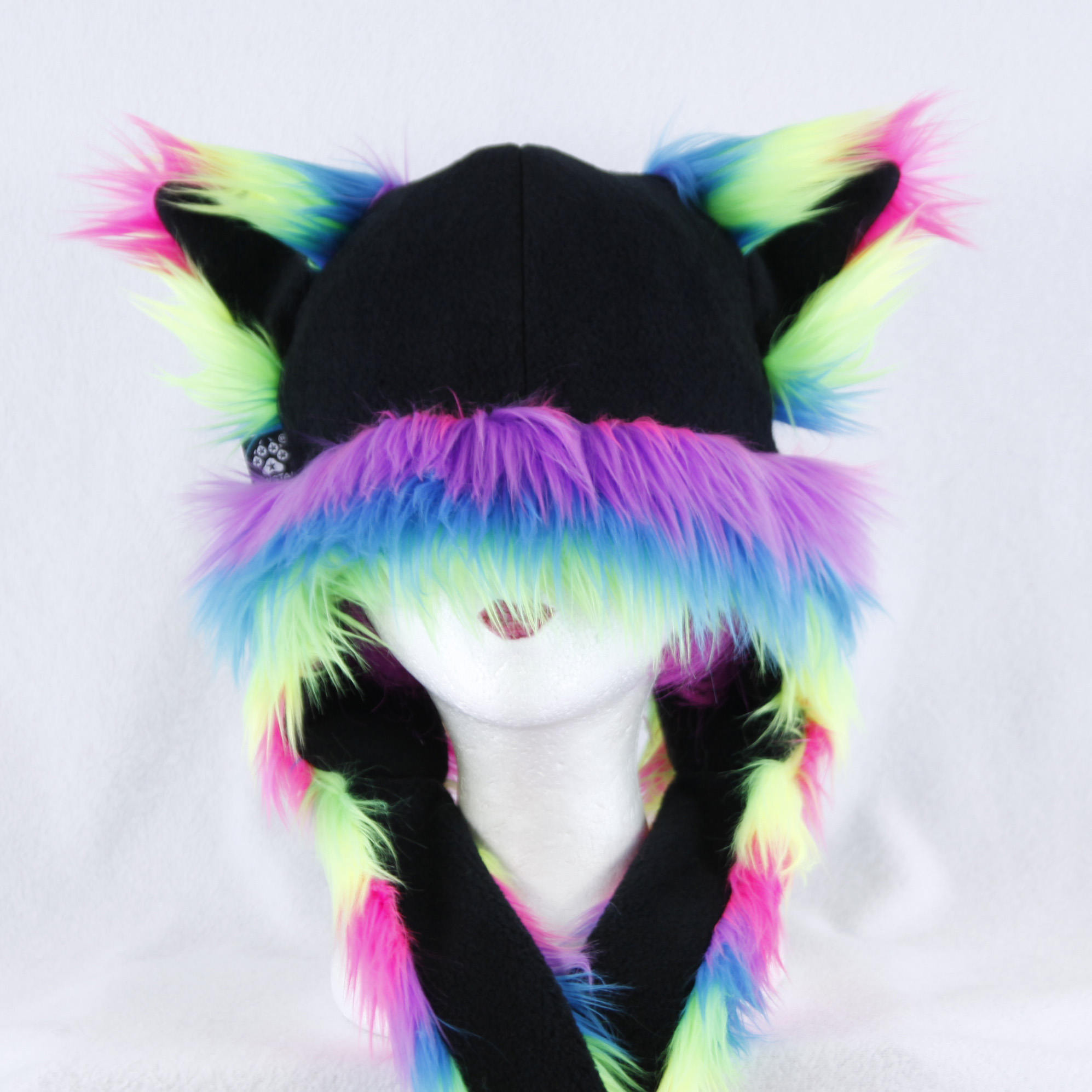 Pawstar NEON RAINBOW Furry Cat Hat Fur Kitty rave bright Hat Etsy