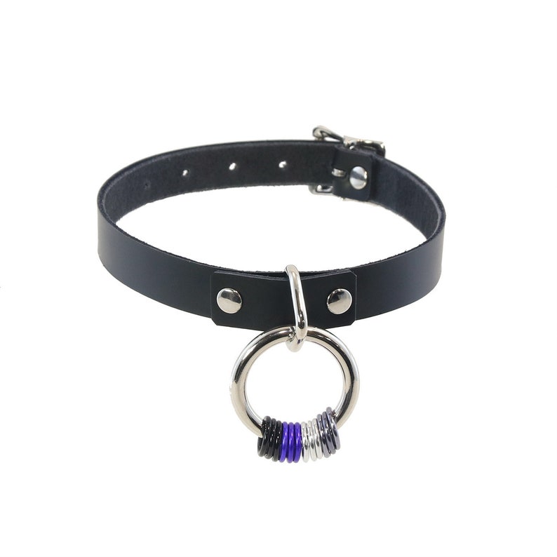 Pawstar PRIDE RING COLLAR - Top Grain Real Leather - Rainbow Gay Pan Trans Bear Bi Ace Queer 5038 