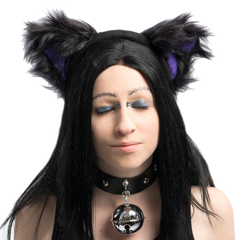 Furry FLeece Color Black Faux Fur Kitty Ears Yellow White red Pink Orange Green Blue Tan 3052 Pawstar Basic FLUFFY MEW Cat Ear HEADBAND