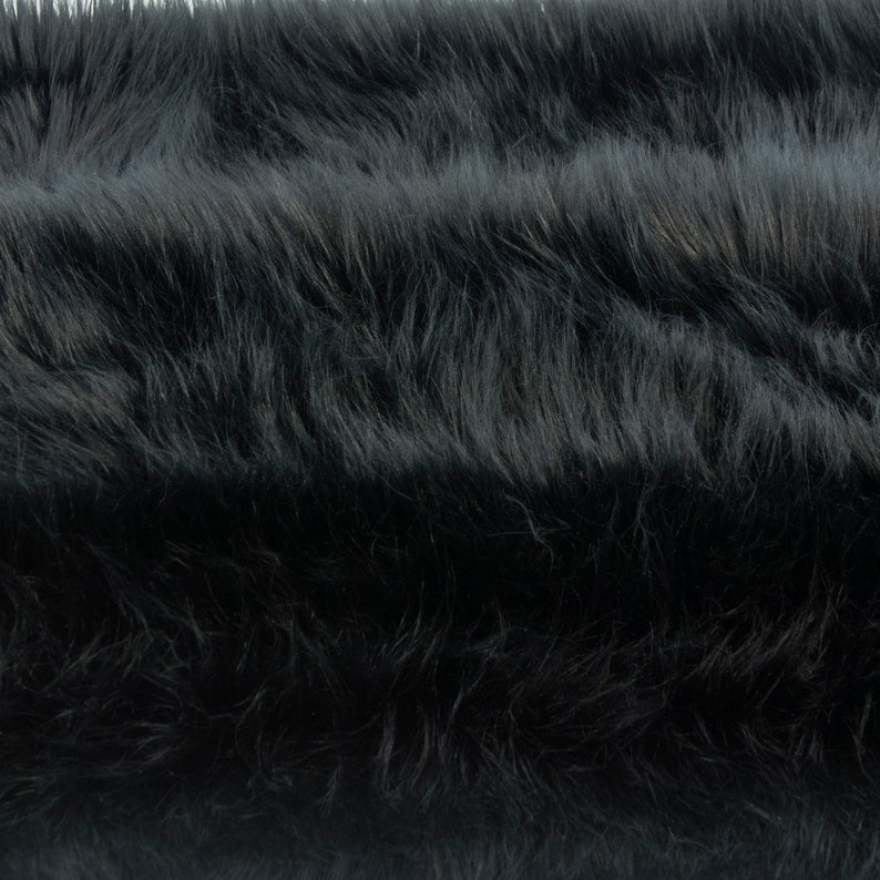 Pawstar Monster Fur Yardage Black Faux Fur Suit Making Crafting Supply Thick Soft Low Shed Solid Midnight Luxury Long Pile Shag 9513 