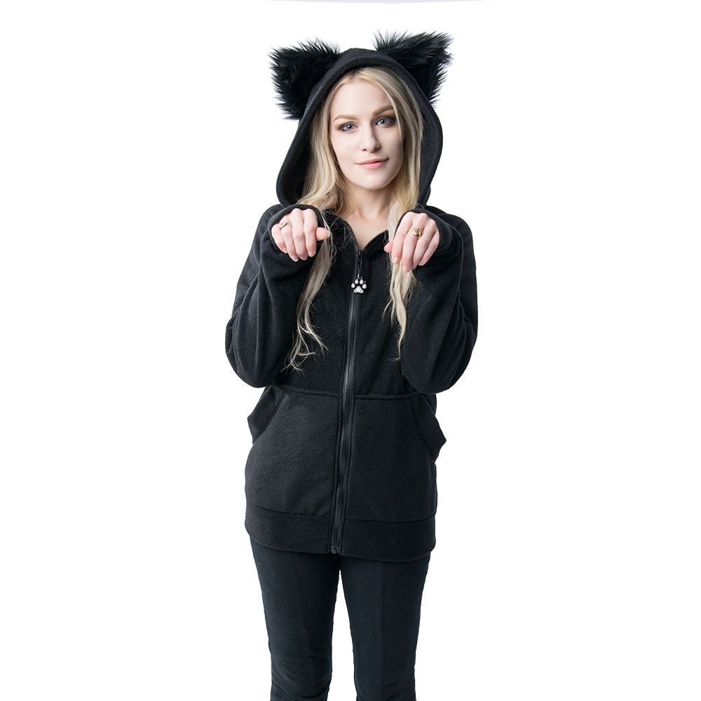 Fluffy Mew Kitty Hoodie Furry Cat Ears 