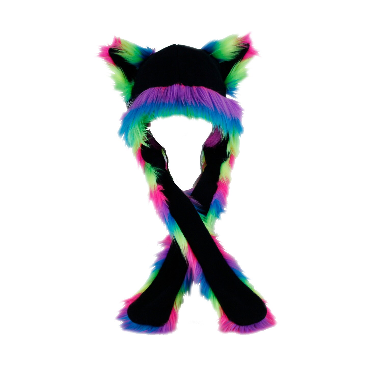 Pawstar NEON RAINBOW Furry Cat Hat Fur Kitty rave bright Hat Etsy