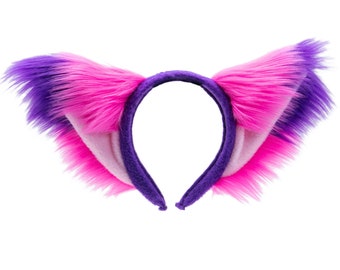 Pawstar Cheshire Fox Ear Headband - Perfect for a partial fursuit, Halloween costume, cosplay or just for fun!