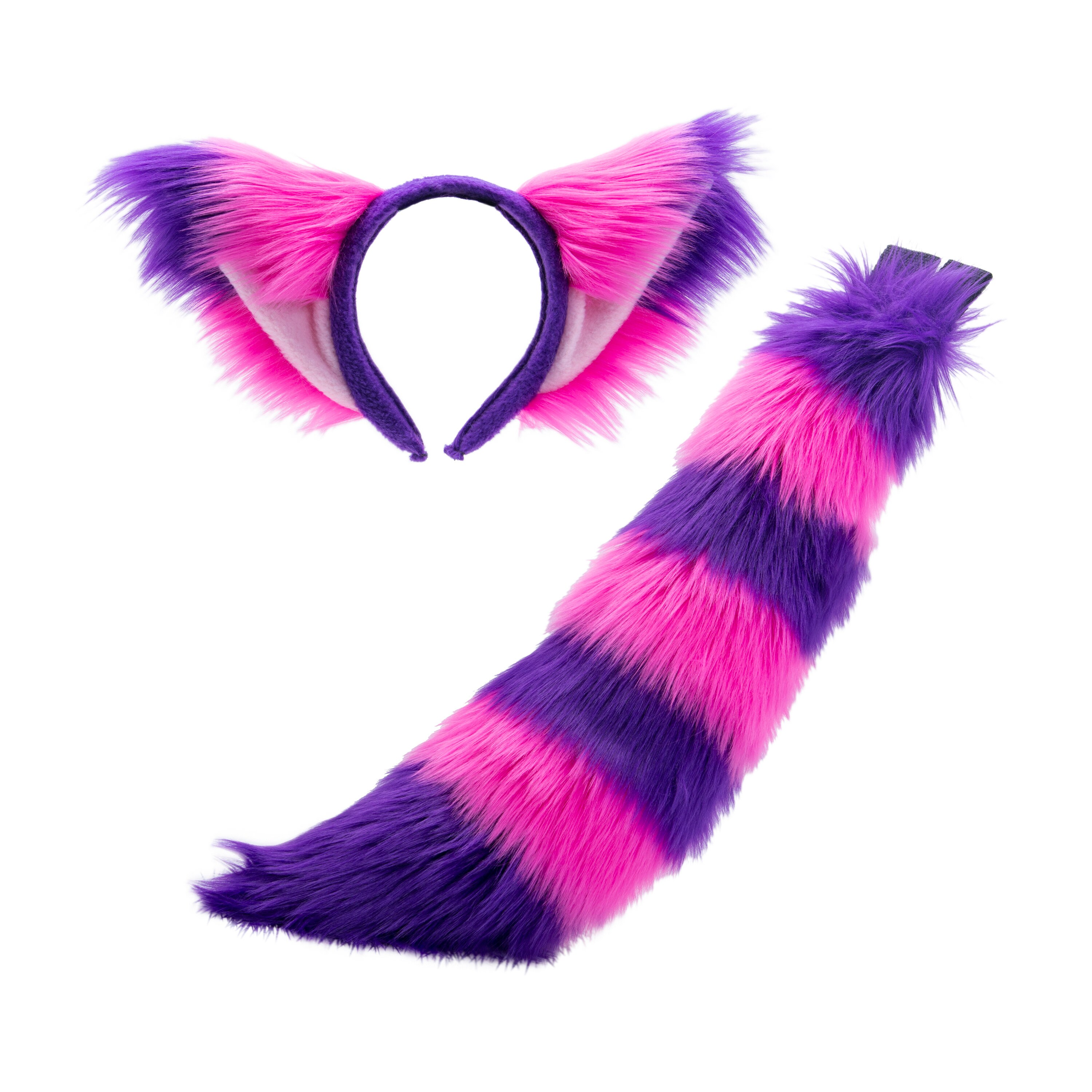Pawstar Yip Cheshire Cat Ears & Mini Tail Set Headband Furry Etsy