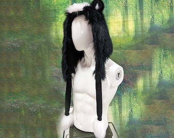 Pawstar Skunk Puffet Hood - LIMITED - Perfect for a partial fursuit, Halloween costume, cosplay or festival!