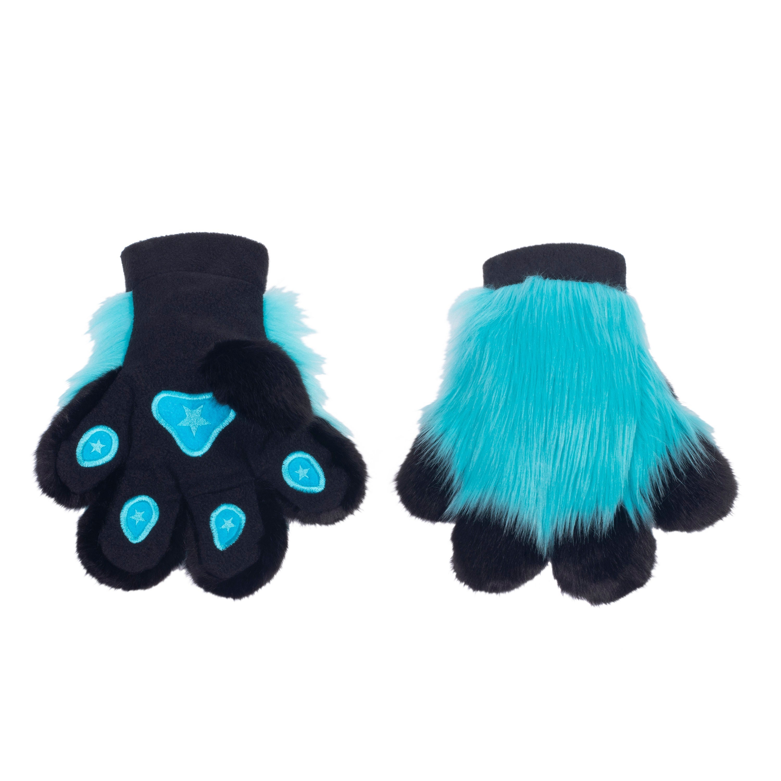 Pawstar PAWMITTS Paw Gloves 5 Finger Furry Faux Fur Vegan |