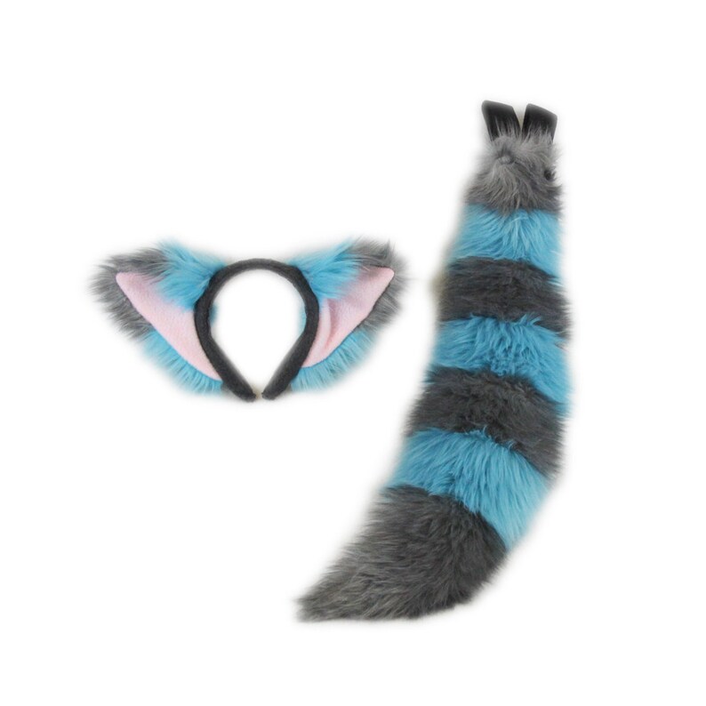 Pawstar Yip Cheshire Cat Ears & Tail Set Headband Furry | Etsy