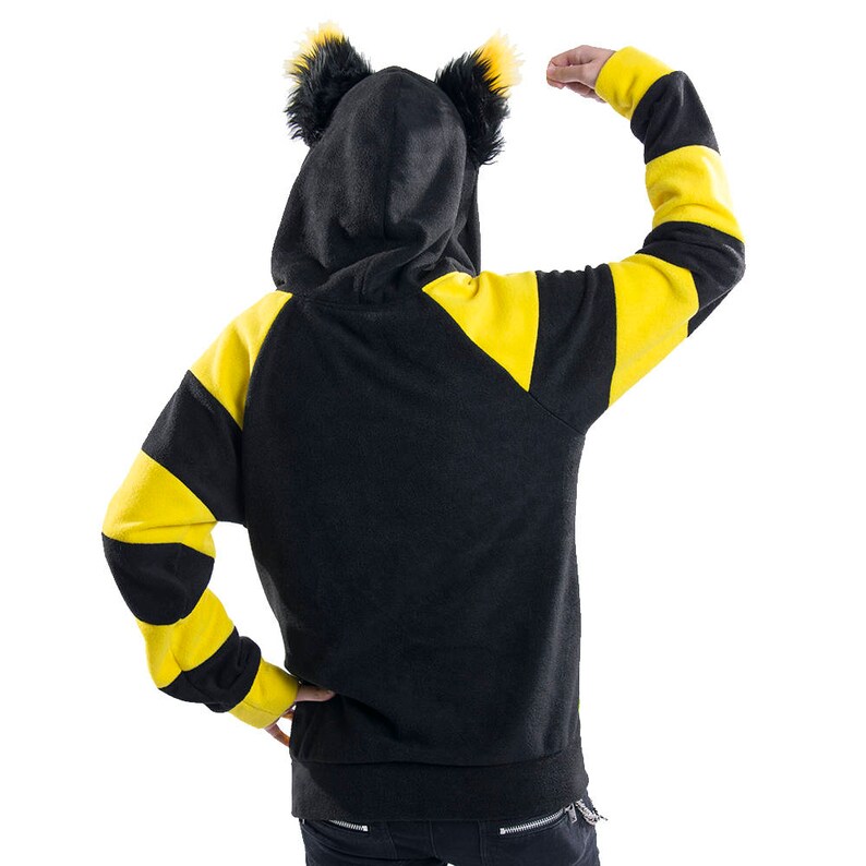 Pawstar STRIPEY Fox Yip HOODIE Fleece Jacket Furry Animal Ears Custom Sweater Cosplay Ears Costume Halloween Kitsune Raccoon Wolf 6130
