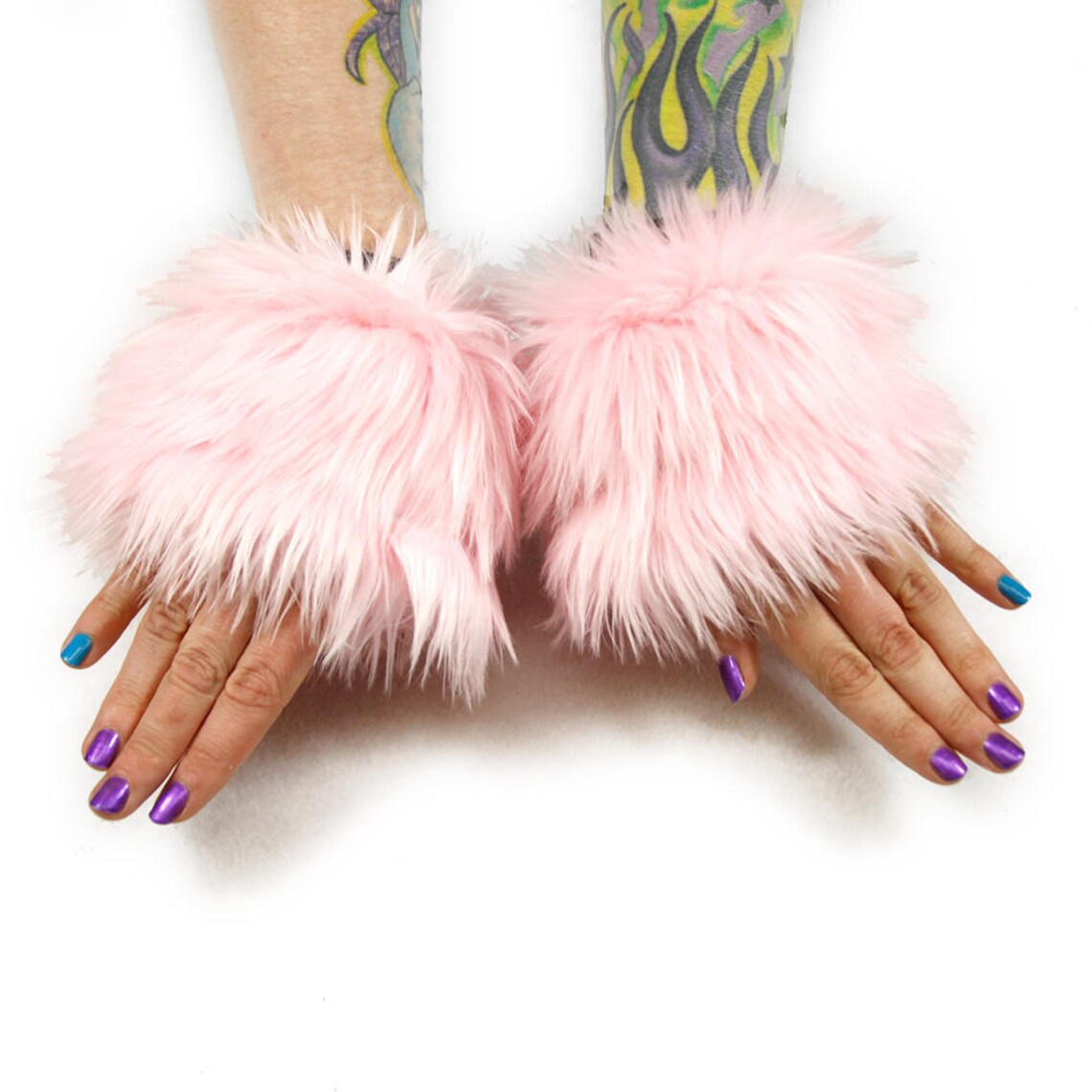 Pawstar Fluffy Wrist CUFFS Hand Glove warmers Fluffies Green Etsy