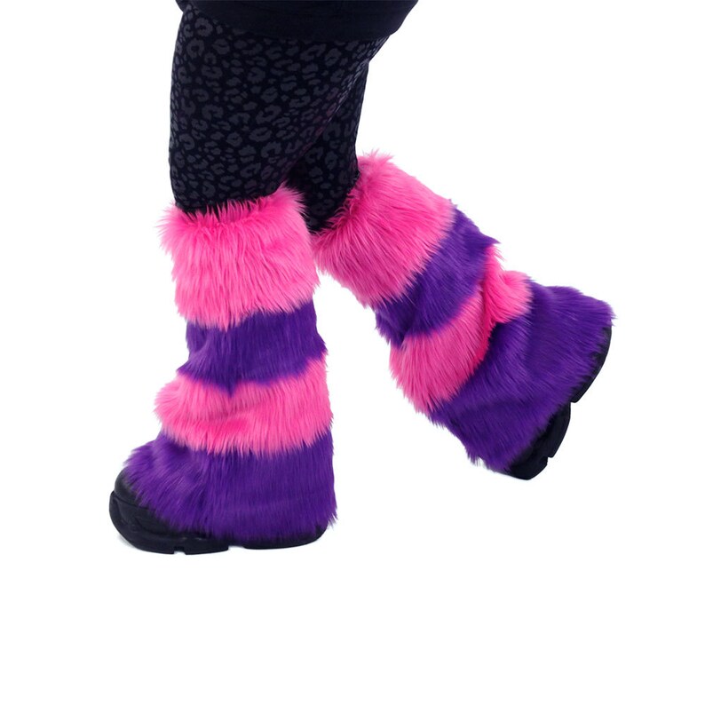 PAWSTAR CHESHIRE Cat Striped Furry Leg Warmers Fluffies Etsy
