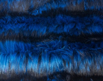 Pawstar Wolf Fur Yardage Blue black fade Faux Fur Suit Making Crafting Supply Turquoise Teal Soft Low Shed Luxury Long Pile Shag 9521